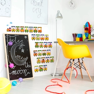 Cartoon animal alphabet train wall stickers for kids nursery bedroom decor stickers