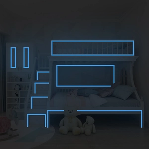 Luminous blue self-adhesive tape for stair safety and glowing home decor in the dark