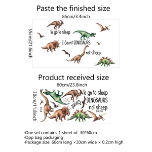 Stickers muraux dinosaures colorés avec citations pour déco chambre d'enfant