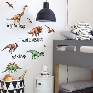 Stickers muraux de dinosaures pour chambre d'enfant avec animaux mignons et citations