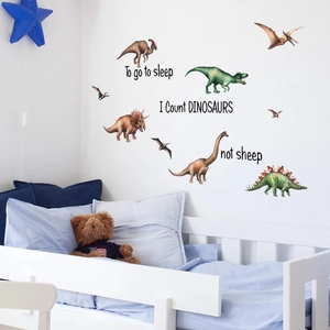 Stickers muraux dinosaures réalistes avec citation anglaise pour chambre d'enfant