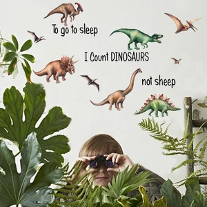 Stickers muraux dinosaures avec texte d'aventure pour décoration de chambre d'enfant