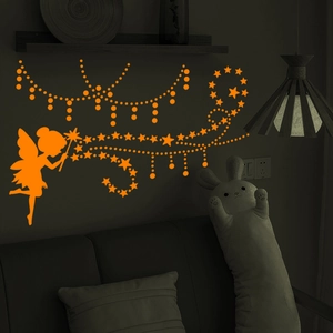 Luminous Fairy And Stars Wall Stickers PVC Glow In The Dark Decals For Kids Bedroom Nursery Decor DIY Home Art Decoration