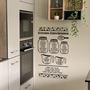 Kitchen Conversion Chart Wall Sticker PVC Removable Cooking Measuring Guide Minimalist Background Decor