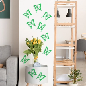 Detail of 3D luminous butterfly wall stickers with hollow wings in bright green