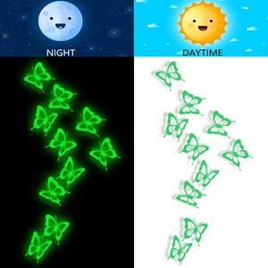Glow in the dark 3D hollow butterfly wall stickers showing day and night effects