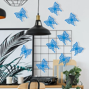 3D hollow luminous blue butterfly wall stickers set for bedroom and living room decor