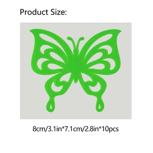 Detailed dimension guide for 3D luminous butterfly wall sticker measuring 8cm x 7.1cm