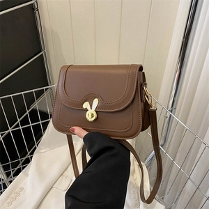 Sac à Bandoulière en Cuir PU Mode Rétro pour Femmes Fermoir Lapin en Métal Petit Sac Carré Bandoulière Main pour Trajet Quotidien