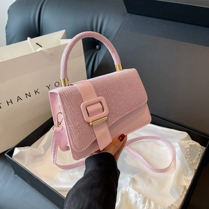 Women's Glitter Square Buckle Shoulder Bag Fashion PU Leather Crossbody Handbag Small Square Bag For Daily Party Elegant Purse