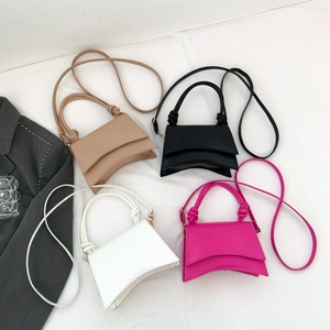 Minimalist stylish trapezoid crossbody bag in beige, black, white and rose pink colors