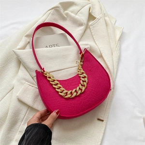 Women Fashion Underarm Bag Hobo Shoulder Bag Felt Fabric With Gold Chain Decoration Trendy Street Style Minimalist Handbag