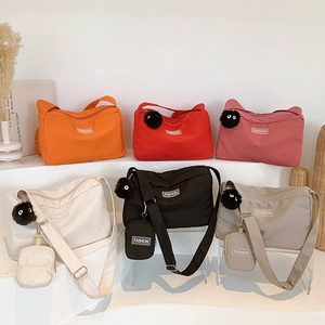 Stylish nylon crossbody bag set with mini coin purse and adjustable wide shoulder strap