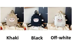 Trois sacs à dos mouton mignons en kaki, noir et blanc cassé avec détails d'agneau 3D