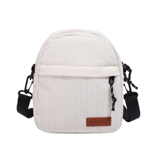 Fashionable corduroy shell crossbody bag for women in elegant off-white finish