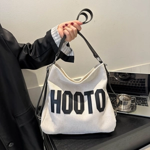 Women Large Capacity Canvas Tote Bag With Letter Patchwork Casual Shoulder Handbag For School College Students Commuting