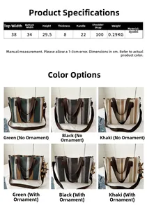 Detailed size chart and dimensions overview for the canvas tote bag with color options