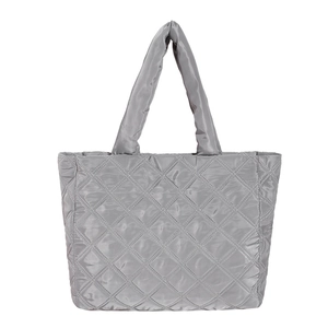 Sac fourre-tout gris matelassé à motifs de losanges avec une grande capacité chic
