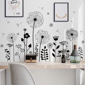 Stickers muraux pissenlits noirs pour salon et décoration d'escalier