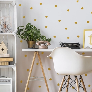 Minimalist yellow irregular polka dot wall stickers for creative living room decor
