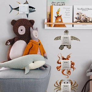 Ocean world wall stickers with tuna, sea turtle, octopus and crab designs for light switches