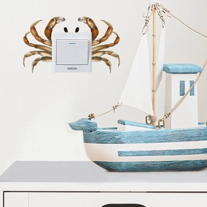 Realistic 3D crab switch wall decal for children's room with marine world decoration