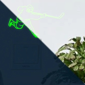 Luminous hockey player wall sticker for switches with day and night glow effect
