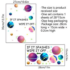 Luminous solar system wall stickers with glowing planets and stars decoration set