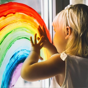 Rainbow electrostatic window stickers for bedroom decor with double-sided visible color