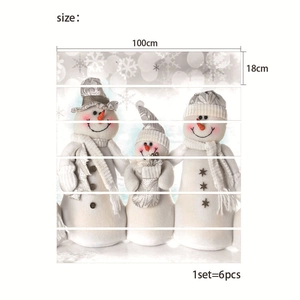 Christmas snowman stair stickers set of 6, decorative PVC decals size 100x18cm each