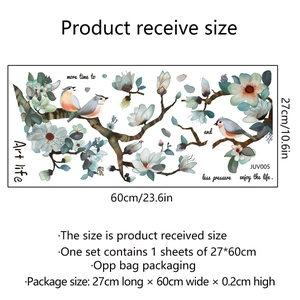 Ink-style static glass film with birds on branches and Art Life lettering 27x60cm