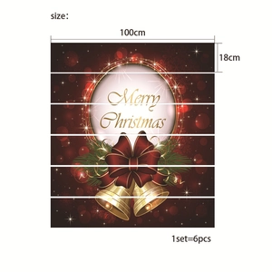 Christmas staircase stickers with Merry Christmas text, gold bells and pine branch motifs