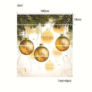 Christmas stair stickers set with gold ornaments and pine branches on a white background