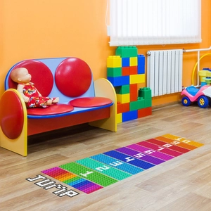 Colorful hopscotch floor stickers with rainbow numbers 1-10 for kids' room decoration