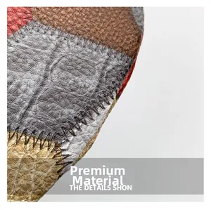 Macro detail of multi-color lychee texture leather waist bag with fine contrast stitching