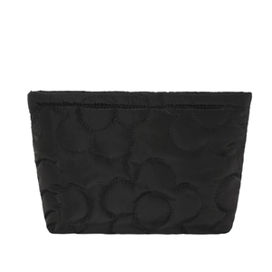 Modieuze zwarte gewatteerde nylon clutch met bloemenpatroon voor dagelijks gebruik