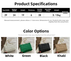Tabella taglie borsa tote trapuntata in cotone con dimensioni e colori disponibili