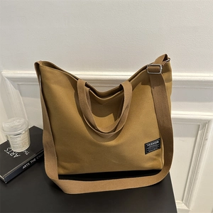 Large Capacity Canvas Tote Bag For Women Commuter Simple Shoulder Handbag With Adjustable Strap Zipper Closure