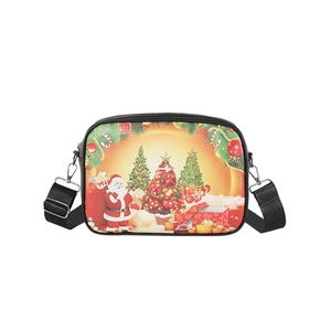 Quadratische Umhängetasche mit festlichem Weihnachtsmann-Druck und breitem Gurt