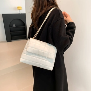 Sac à Épaule Matelassé à Losanges Femmes Cuir PU Bandoulière Chaîne Rabat Simple Élégant Sac Messager Quotidien Banlieusard