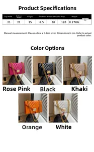Detailed size specifications and color options for V-quilted faux leather chain bag
