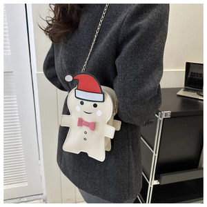 Sac bandoulière bonhomme de pain d'épice avec chaîne dorée pour mode de Noël festive