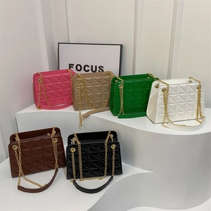 Stylish quilted crossbody bags with gold chain straps in six colors for 2025 fashion