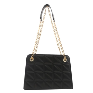 Classic black quilted shoulder bag with gold chain strap and elegant rhombus pattern