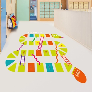 Cartoon snakes and ladders game floor stickers for kindergarten hallway and kids room decor