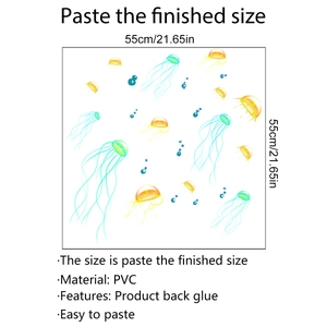 Detailed view of PVC luminous jellyfish wall decals showing self-adhesive backing features