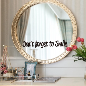 Sticker Mural Citation Inspirante Don't Forget To Smile Lettres PVC Autocollant Miroir Art Moderne Pour Chambre Salon Coiffeuse