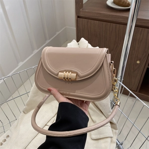 Women Fashion PU Leather Small Square Crossbody Bag Minimalist Shoulder Bag With Chain Splicing Strap And Magnetic Buckle Daily Casual Handbag