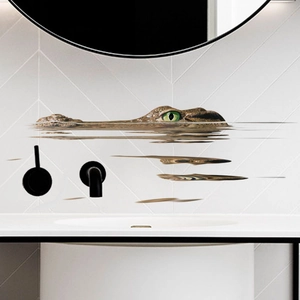 3D realistic crocodile water ripple wall sticker for creative bathroom tile decoration