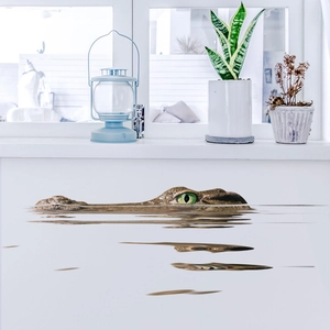 3D realistic crocodile wall sticker with water ripples for home living room decor
